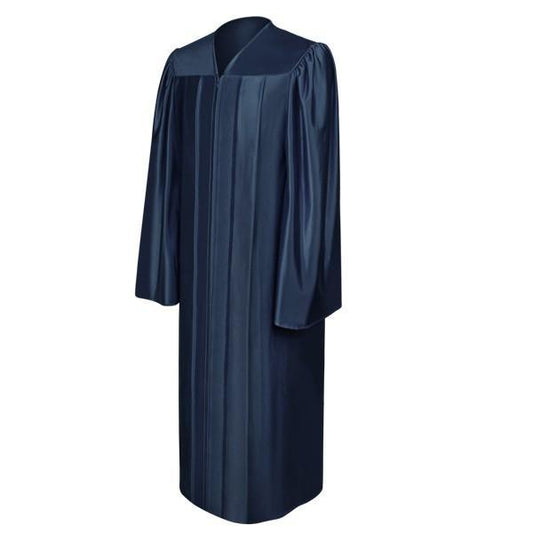 Shiny Navy Blue High School Gown - Graduation Gown 