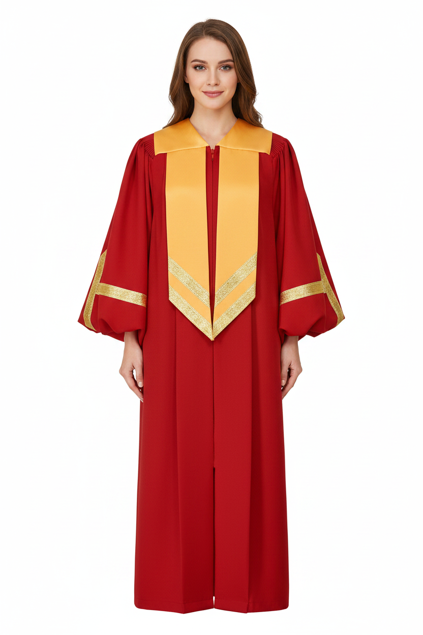 Premium Golden Yoke Lantern Sleeve Choir Robe - Graduation Seller