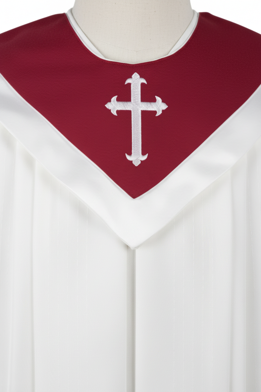 Premium Choir & Clergy Robe with Embroidered Cross Stole | Stage & Ceremony Performance Gown - Graduation Seller