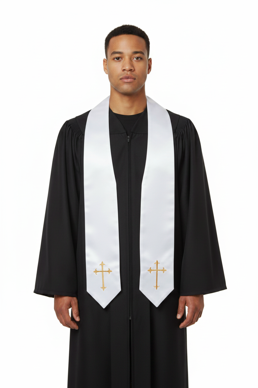 Embroidered Cross Clergy Choir Stole | Wedding & Graduation Honor Stole - Graduation Seller