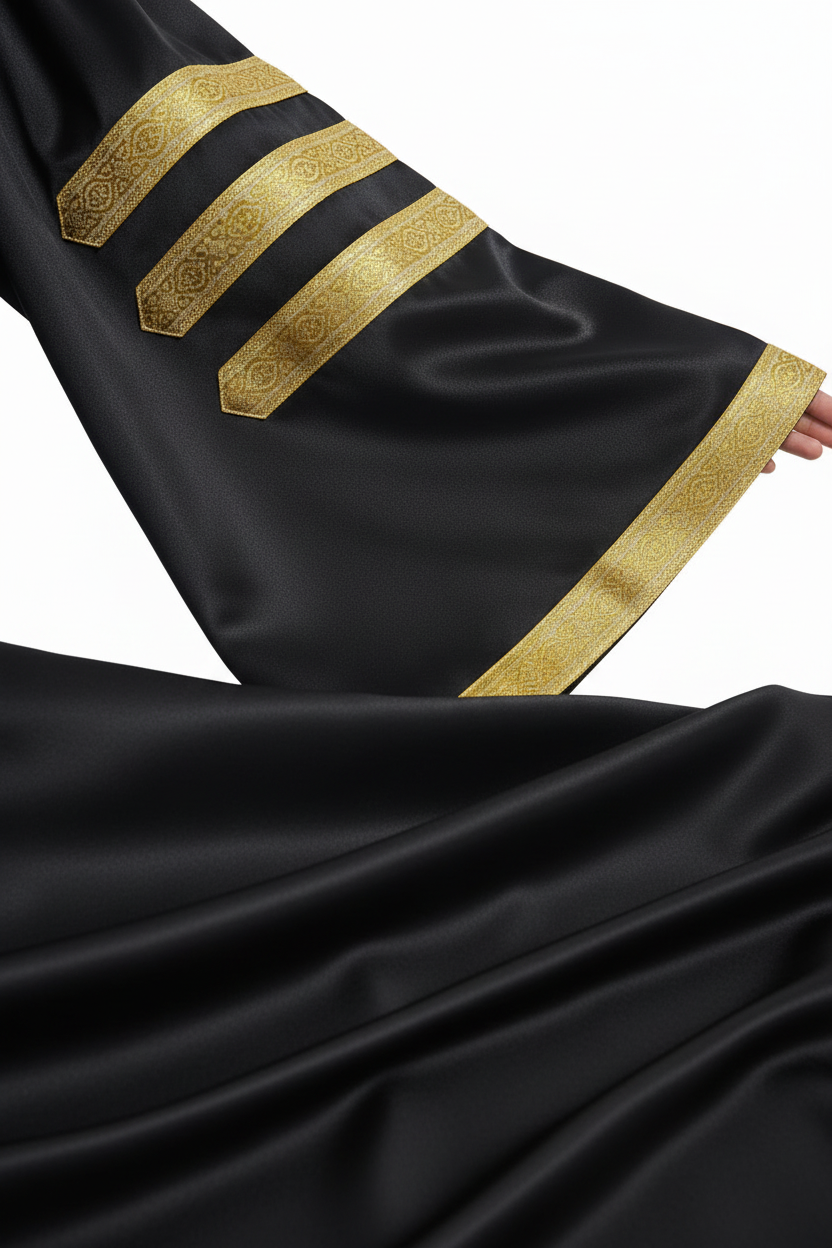 Unisex Clergy Choir Robe | Black with Gold Patterned Trim | Custom Logo Supported | Stage Performance Cosplay | M-XXXL | 1100g - Graduation Seller