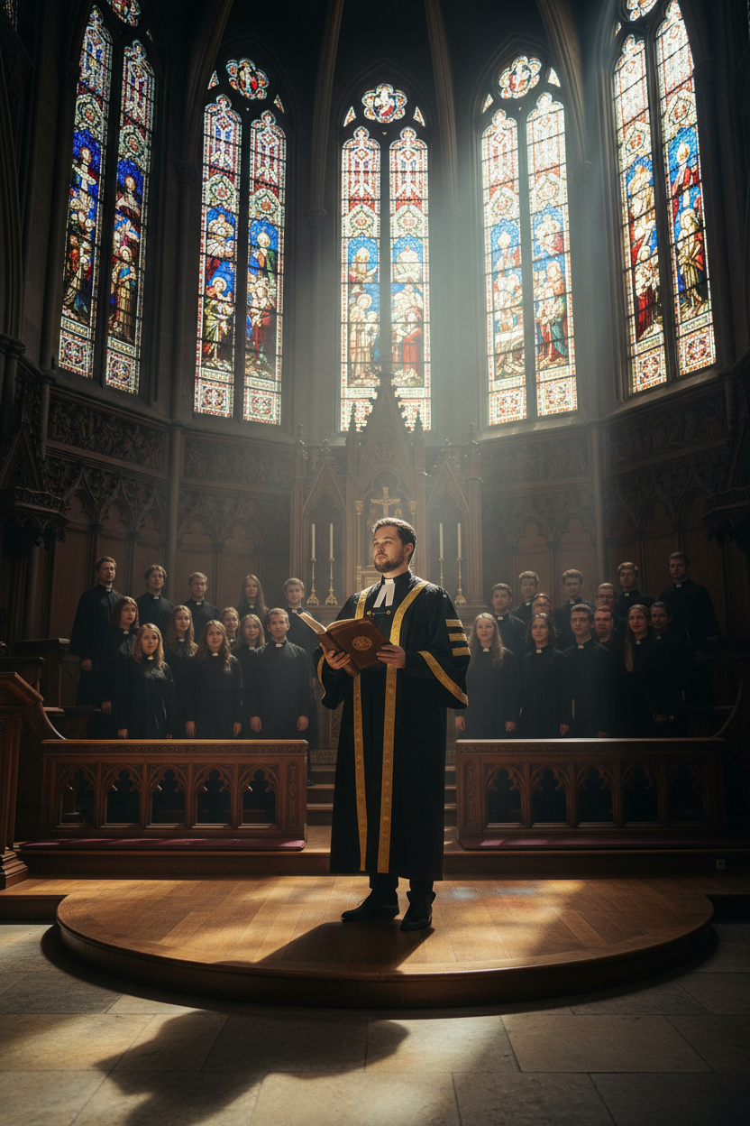 Unisex Clergy Choir Robe | Black with Gold Patterned Trim | Custom Logo Supported | Stage Performance Cosplay | M-XXXL | 1100g - Graduation Seller