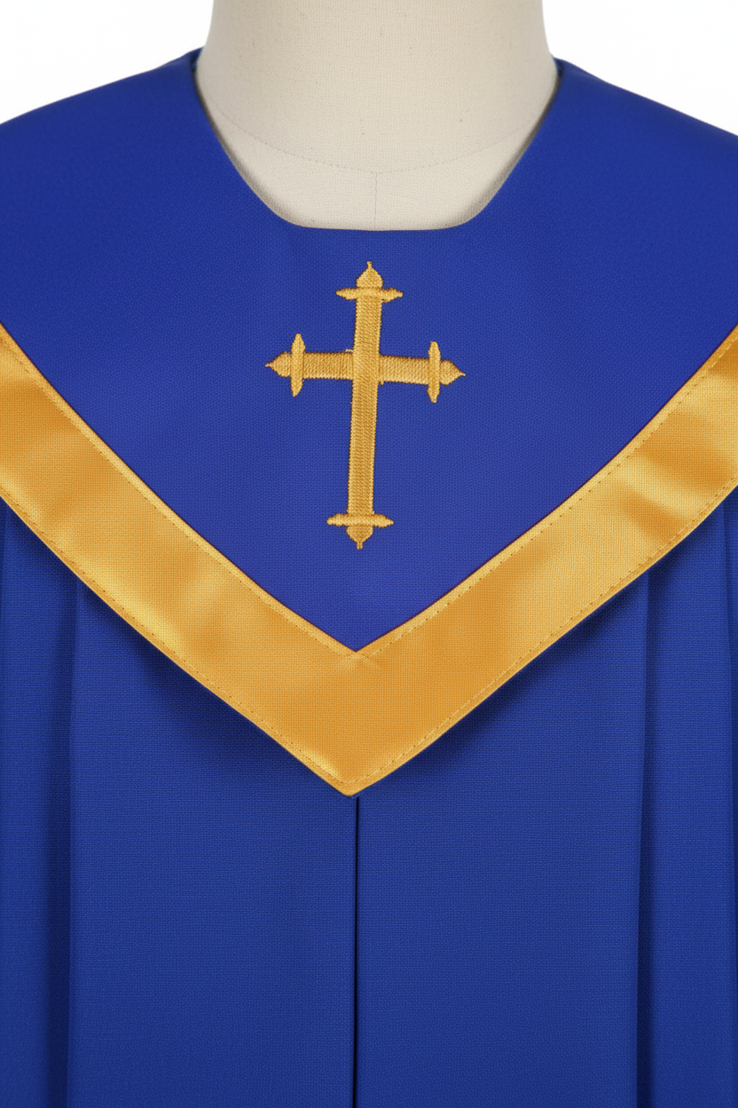 Premium Choir & Clergy Robe with Embroidered Cross Stole | Stage & Ceremony Performance Gown - Graduation Seller