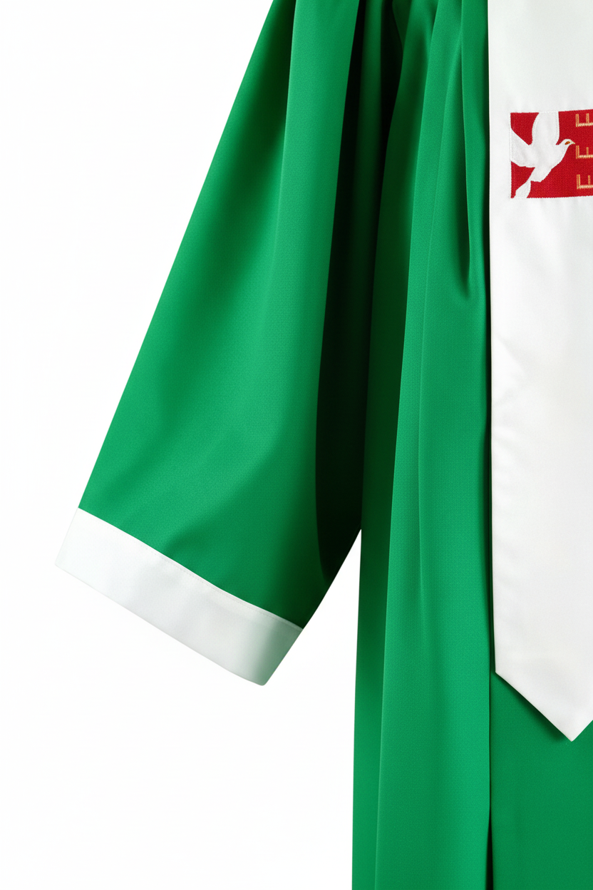 Premium Choir & Clergy Robe - Emerald Green with Embroidered Stole - Graduation Seller