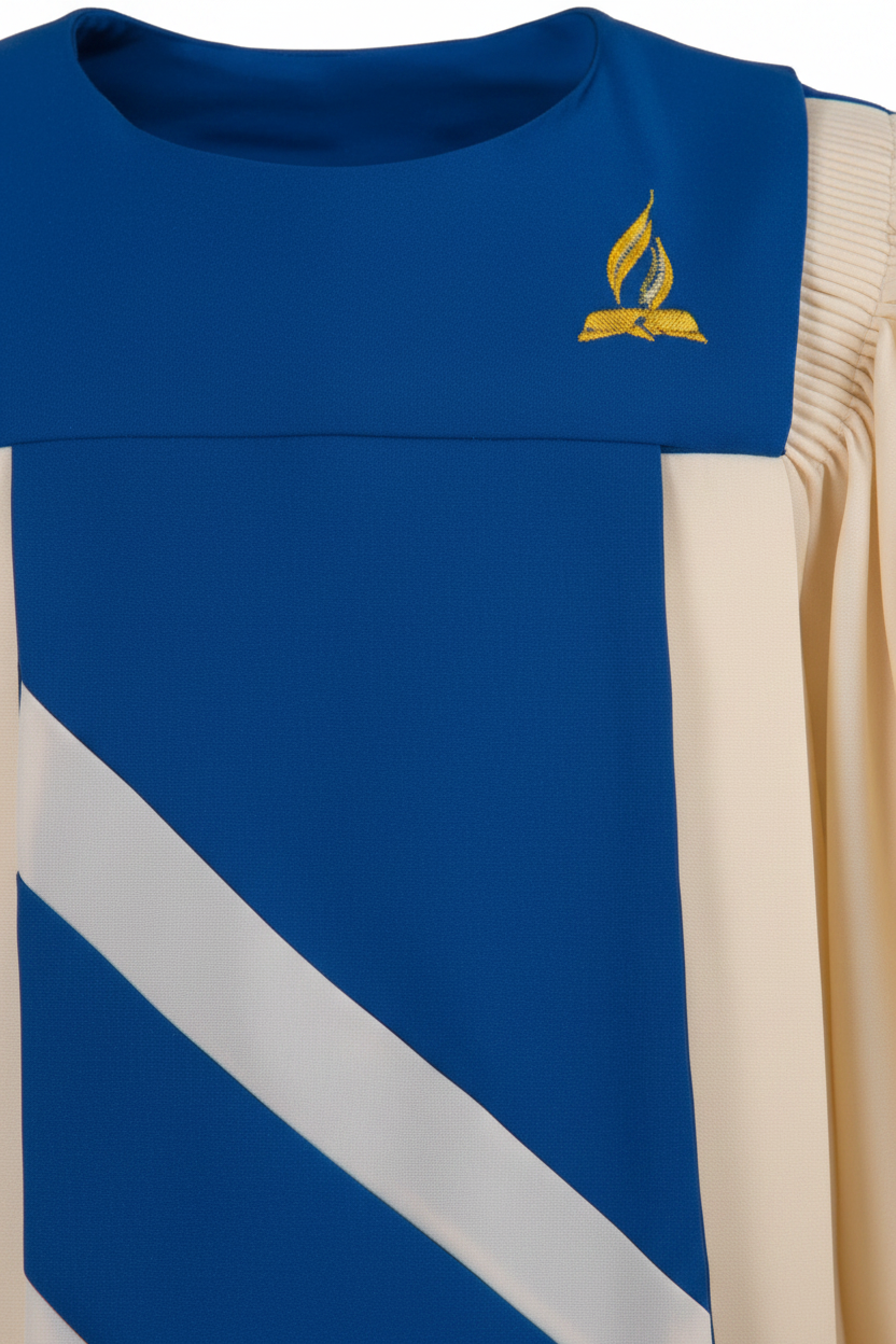 Premium Puff Sleeve Choir & Clergy Robe - Cream & Blue - Graduation Seller