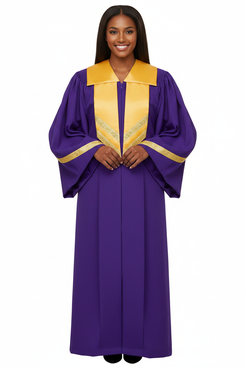 Premium Golden Yoke Lantern Sleeve Choir Robe - Graduation Seller