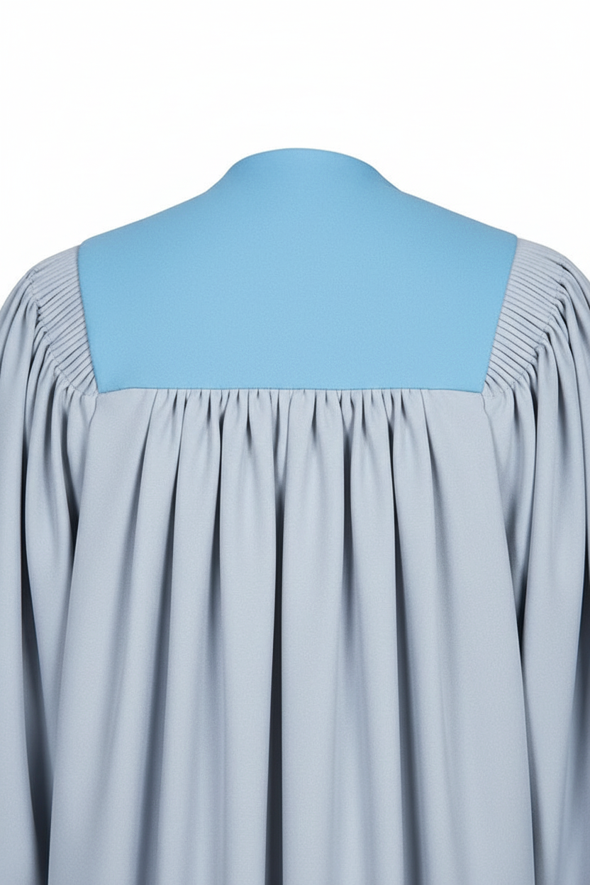 Premium Two-Tone Lantern Sleeve Choir Robe - Silver & Blue - Graduation Seller