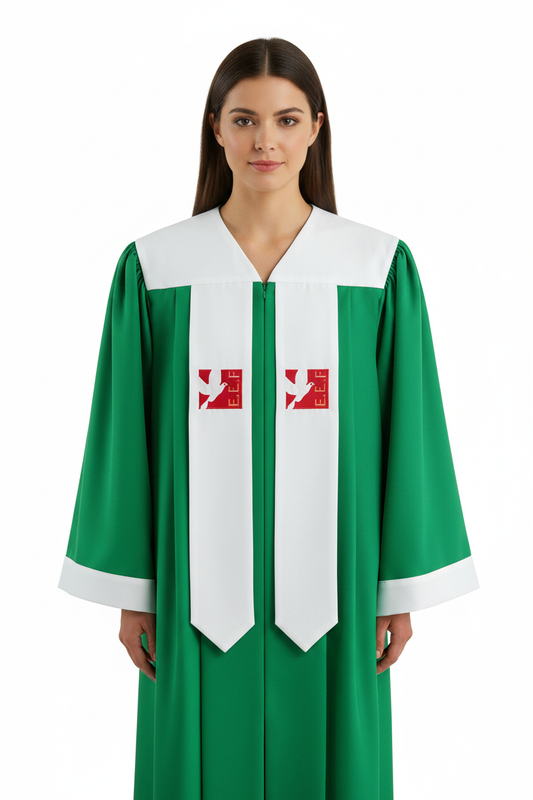 Premium Choir & Clergy Robe - Emerald Green with Embroidered Stole - Graduation Seller