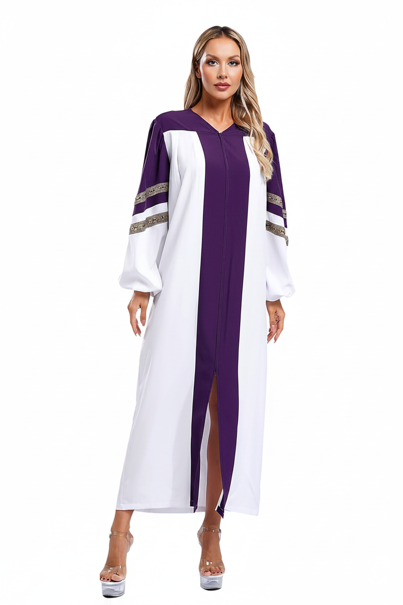 Premium Two-Tone Lantern Sleeve Choir & Clergy Robe - Stage Performance Gown - Graduation Seller