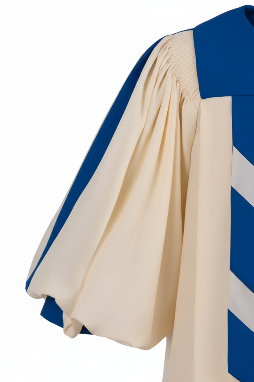 Premium Puff Sleeve Choir & Clergy Robe - Cream & Blue - Graduation Seller