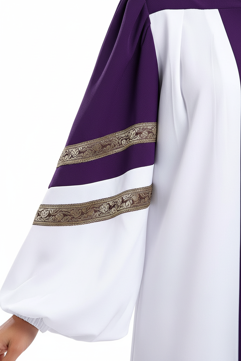 Premium Two-Tone Lantern Sleeve Choir & Clergy Robe - Stage Performance Gown - Graduation Seller