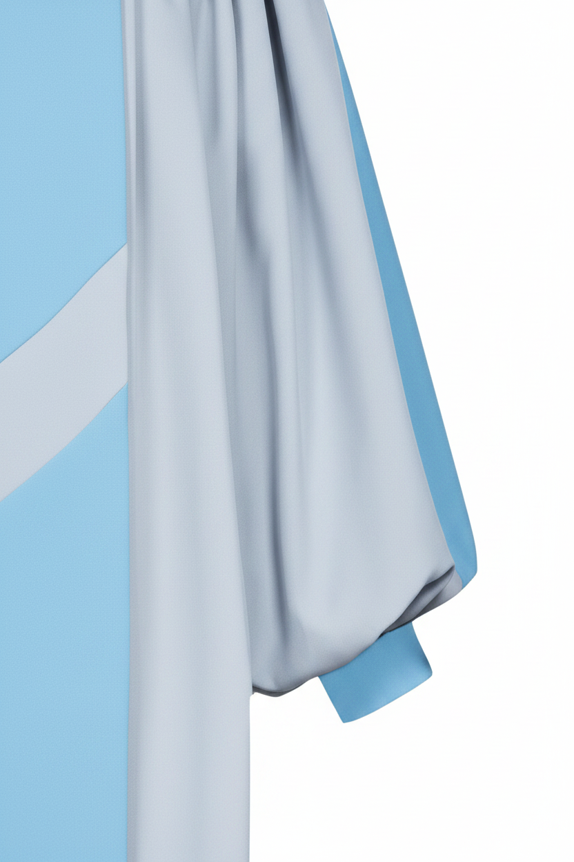 Premium Two-Tone Lantern Sleeve Choir Robe - Silver & Blue - Graduation Seller