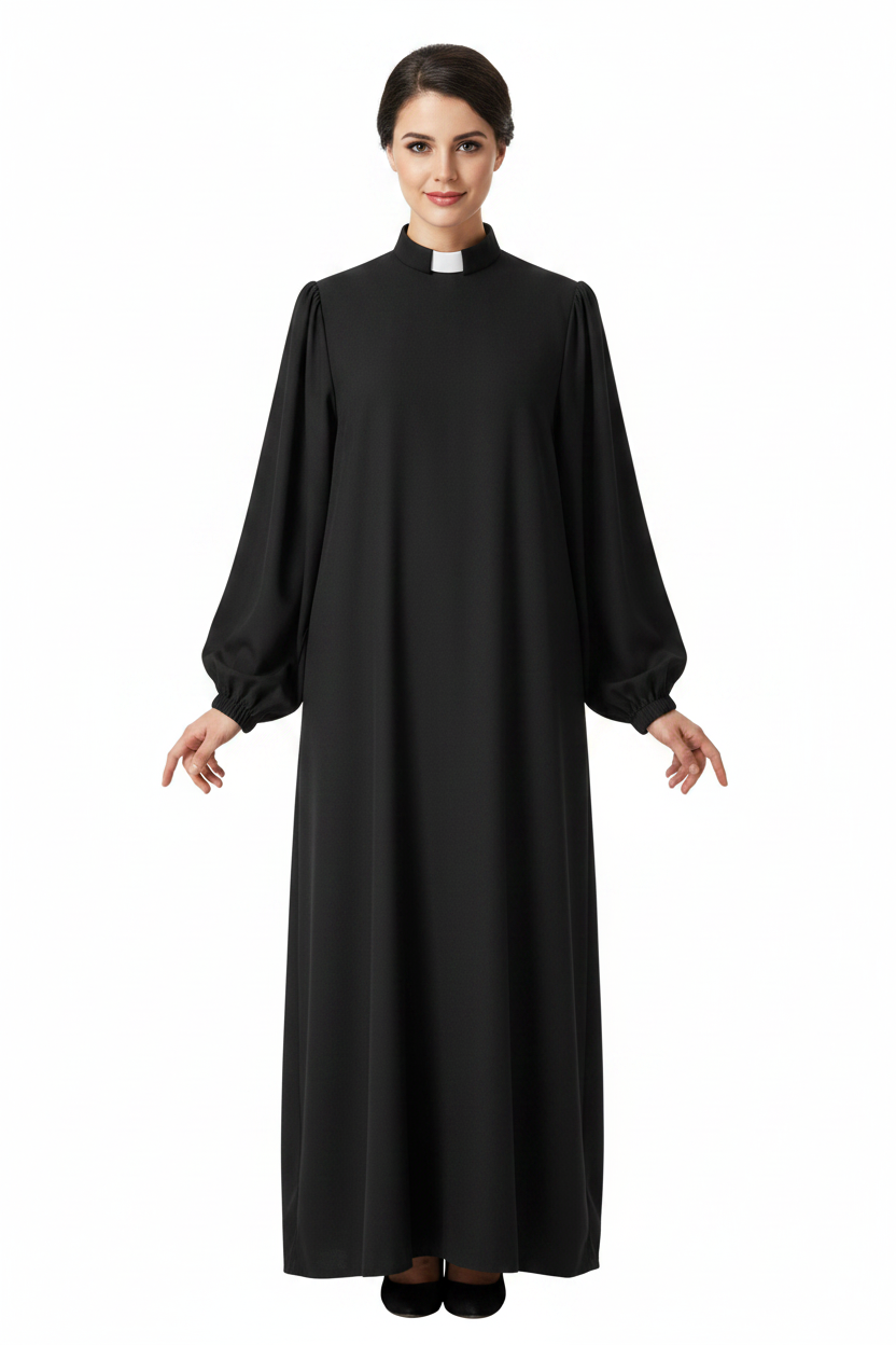 Matte Black Clergy & Choir Robe with Elastic Cuffs - Graduation Seller