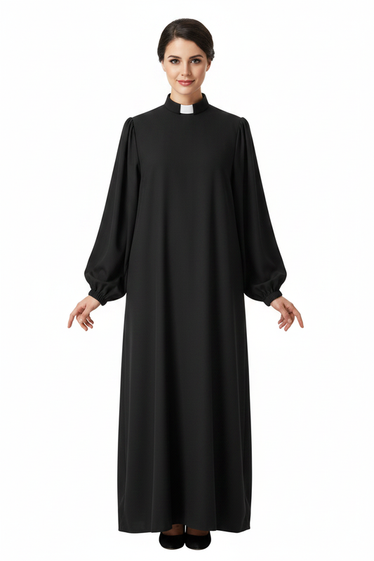 Matte Black Clergy & Choir Robe with Elastic Cuffs - Graduation Seller