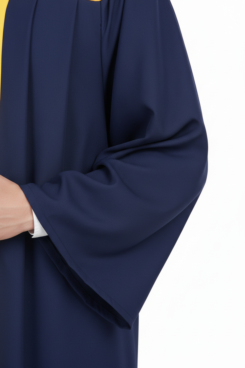 Unisex Choir Robe | Navy Blue with Gold Trim | Custom Logo Supported | Stage Performance Cosplay | M-XXXL | 800g - Graduation Seller