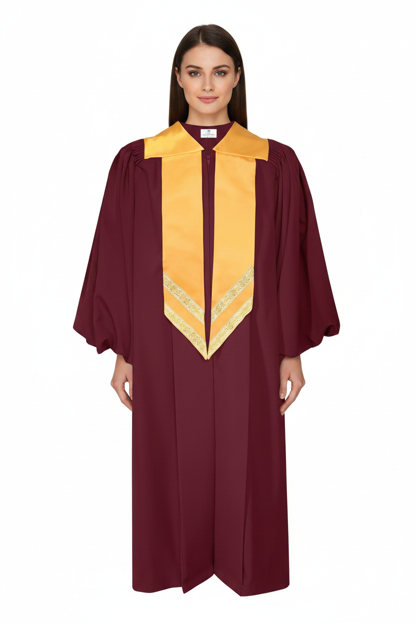 Premium Golden Yoke Lantern Sleeve Choir Robe - Graduation Seller