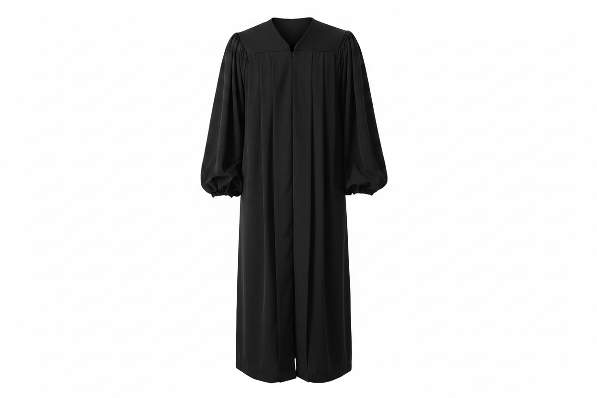 Matte Black Clergy & Choir Robe with Elastic Cuffs - Graduation Seller