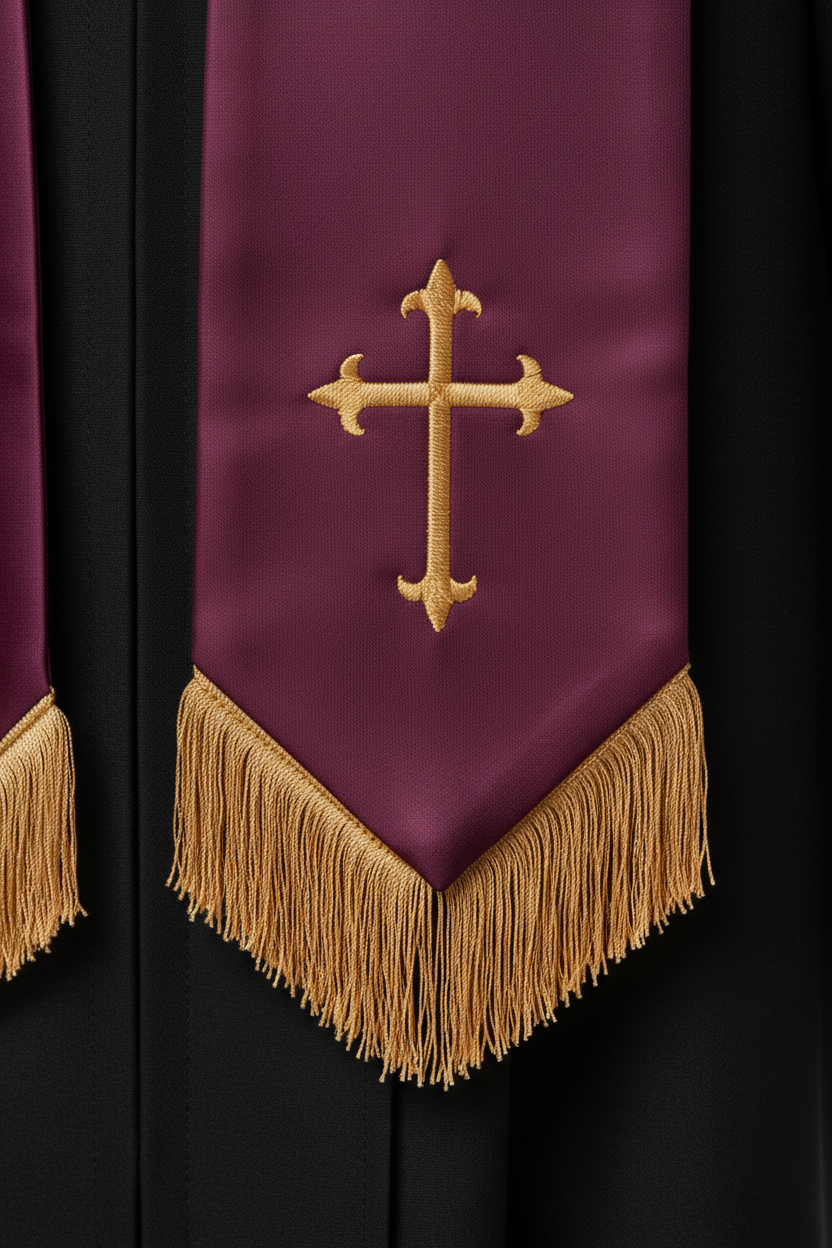 Embroidered Cross Clergy Choir Stole | Wedding & Graduation Honor Stole - Graduation Seller