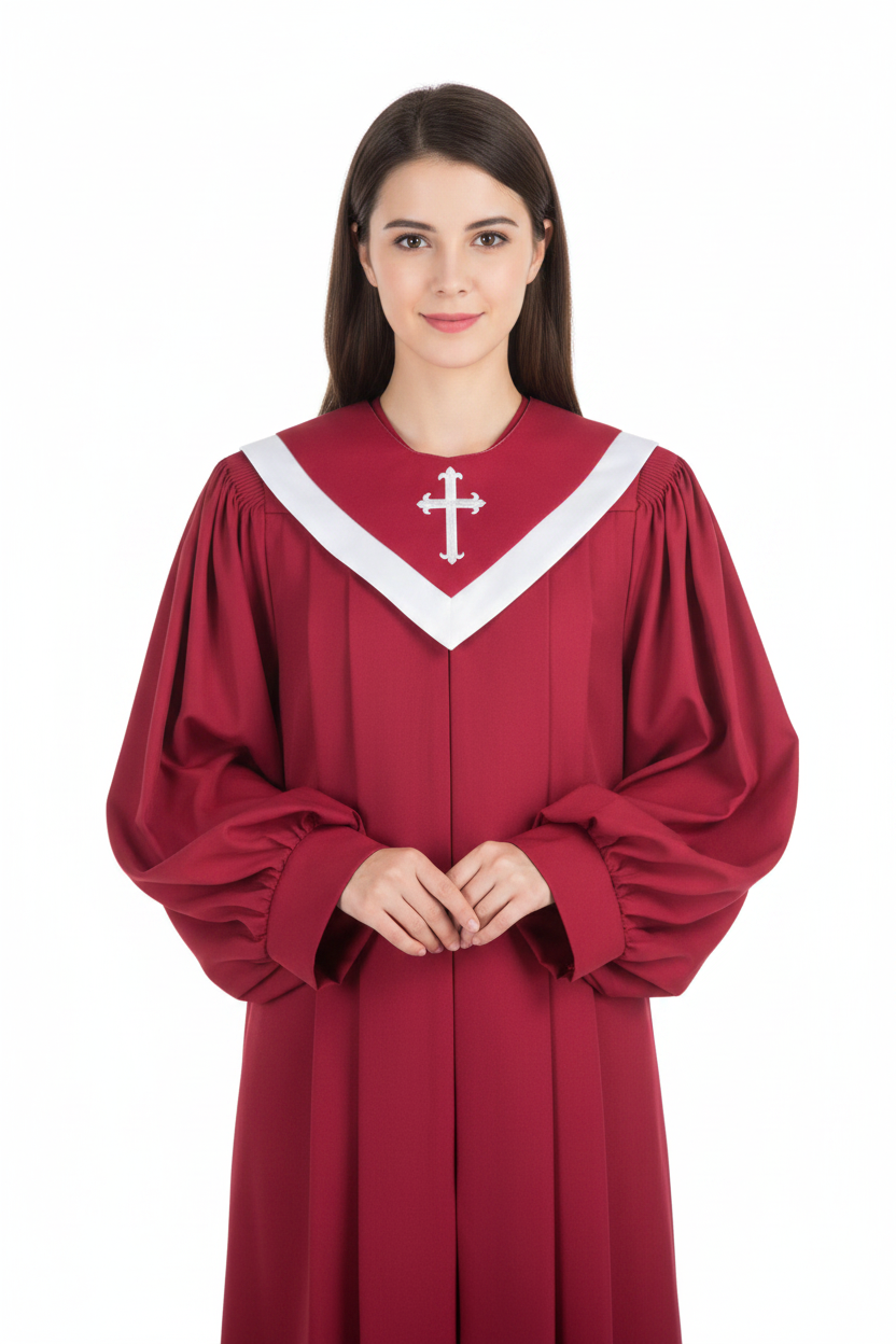 Premium Choir & Clergy Robe with Embroidered Cross Stole | Stage & Ceremony Performance Gown - Graduation Seller