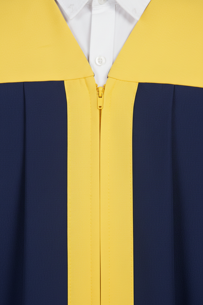 Unisex Choir Robe | Navy Blue with Gold Trim | Custom Logo Supported | Stage Performance Cosplay | M-XXXL | 800g - Graduation Seller