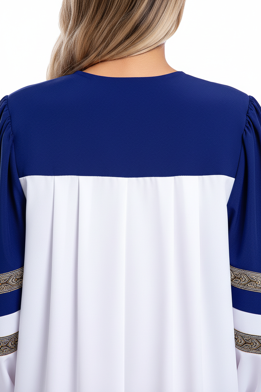 Premium Two-Tone Lantern Sleeve Choir & Clergy Robe - Stage Performance Gown - Graduation Seller