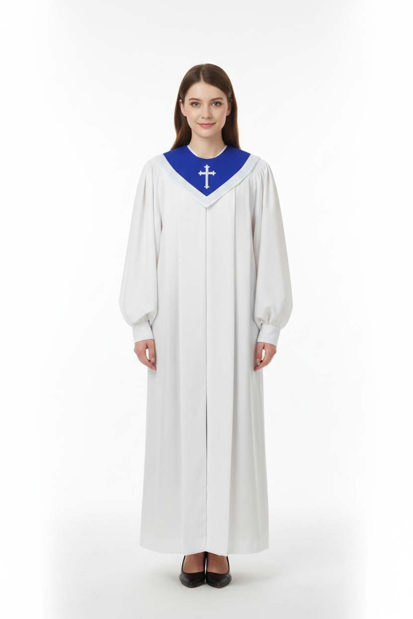 Premium Choir & Clergy Robe with Embroidered Cross Stole | Stage & Ceremony Performance Gown - Graduation Seller