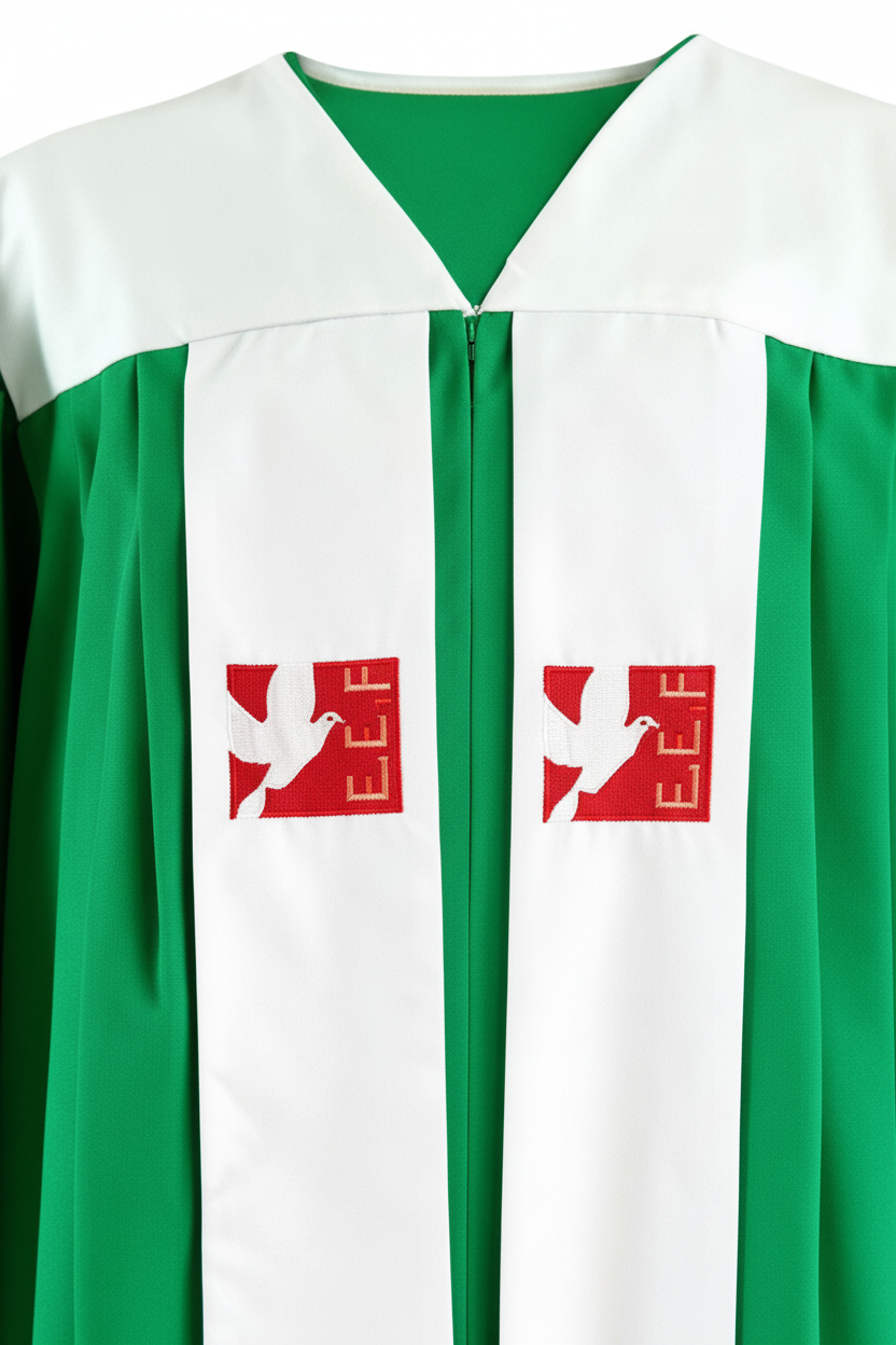 Premium Choir & Clergy Robe - Emerald Green with Embroidered Stole - Graduation Seller