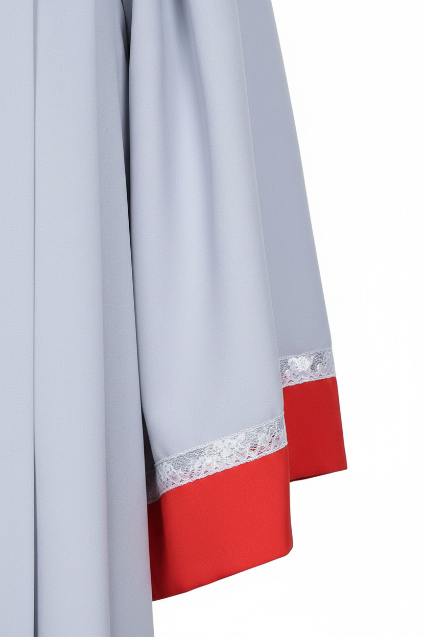 Premium Two-Tone Choir & Clergy Robe - Light Grey & Red - Graduation Seller