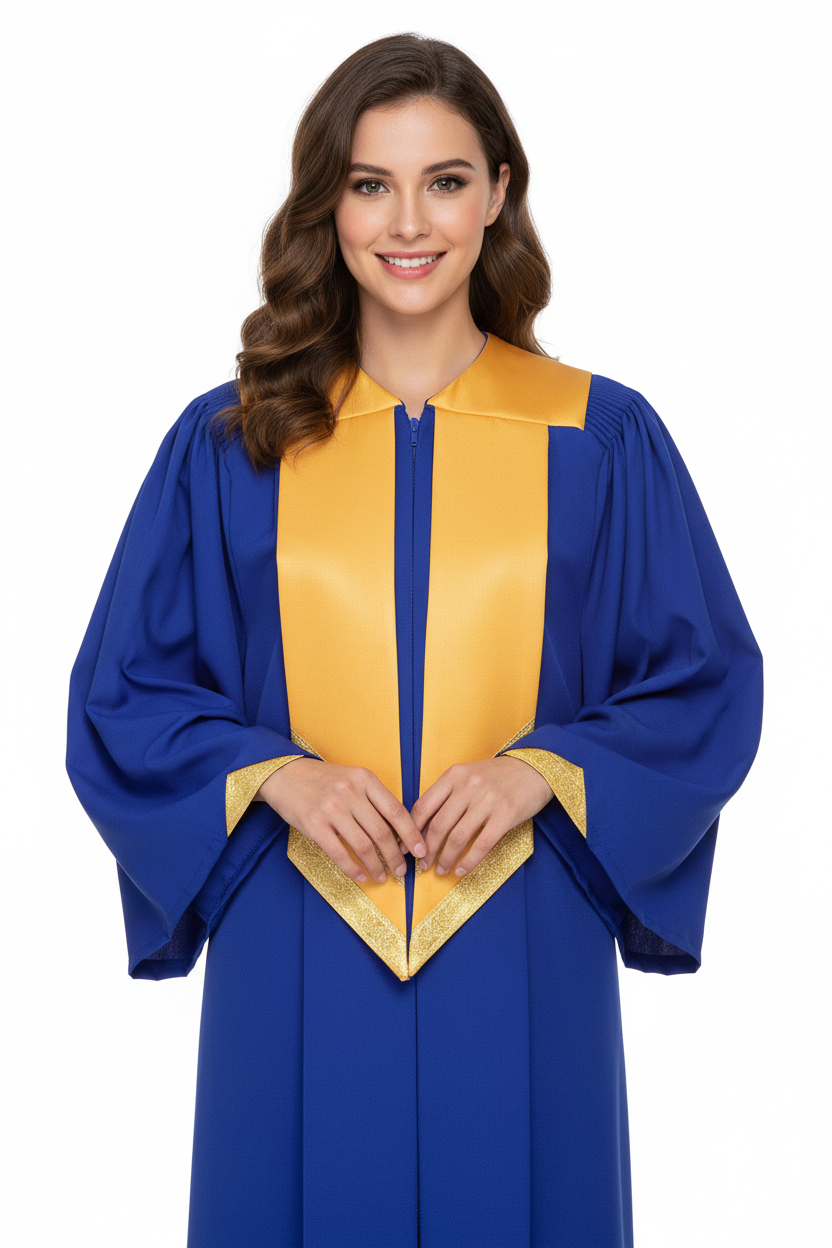 Premium Golden Yoke Lantern Sleeve Choir Robe - Graduation Seller
