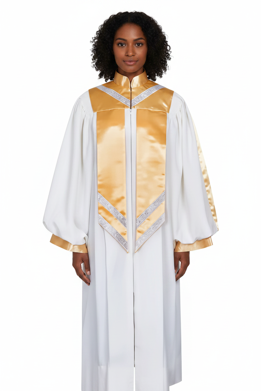 Premium Golden Yoke Lantern Sleeve Choir Robe - Graduation Seller
