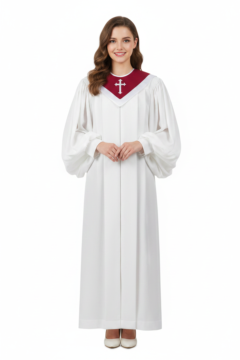 Premium Choir & Clergy Robe with Embroidered Cross Stole | Stage & Ceremony Performance Gown - Graduation Seller