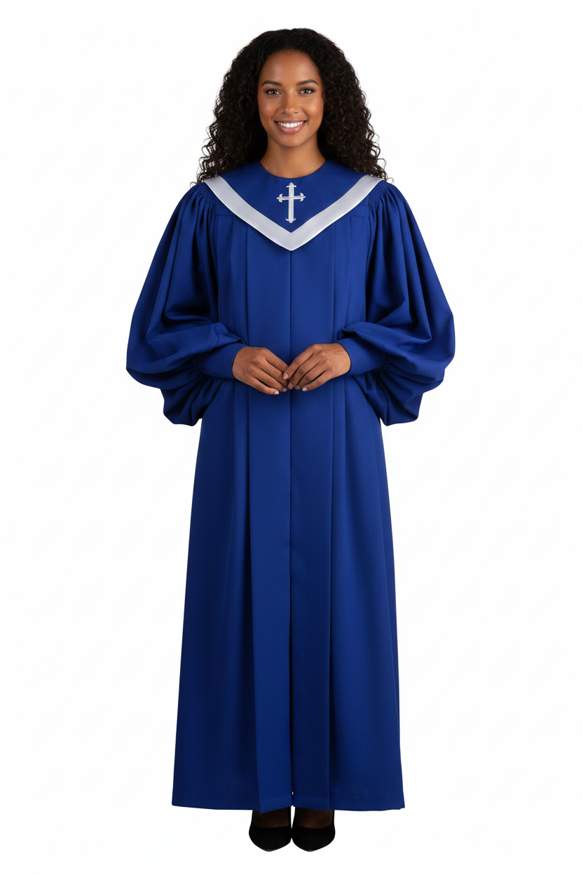 Premium Choir & Clergy Robe with Embroidered Cross Stole | Stage & Ceremony Performance Gown - Graduation Seller