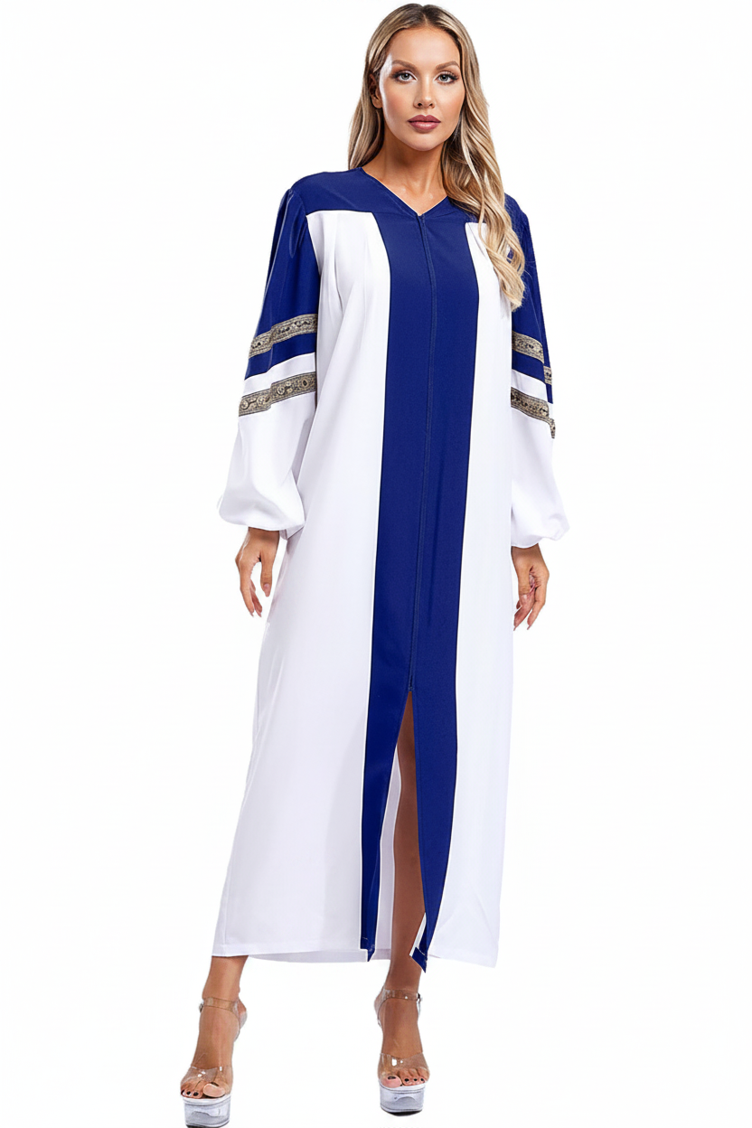 Premium Two-Tone Lantern Sleeve Choir & Clergy Robe - Stage Performance Gown - Graduation Seller