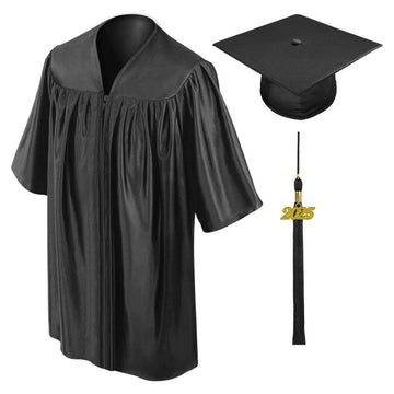 Shiny Black Kindergarten/Preschool Cap & Gown - Graduation Gown 