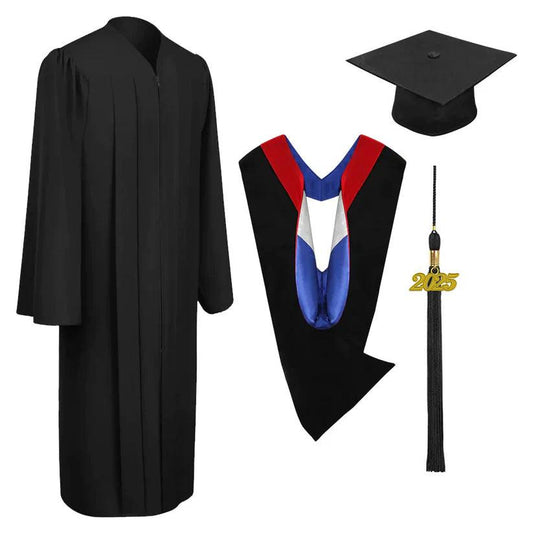 Matte Black Bachelors Academic Cap, Gown & Hood - Graduation Gown 