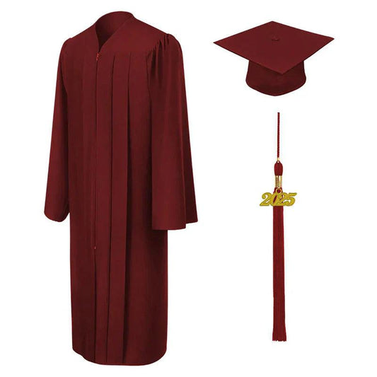 Matte Burgundy Bachelors Cap & Gown - Graduation Gown 