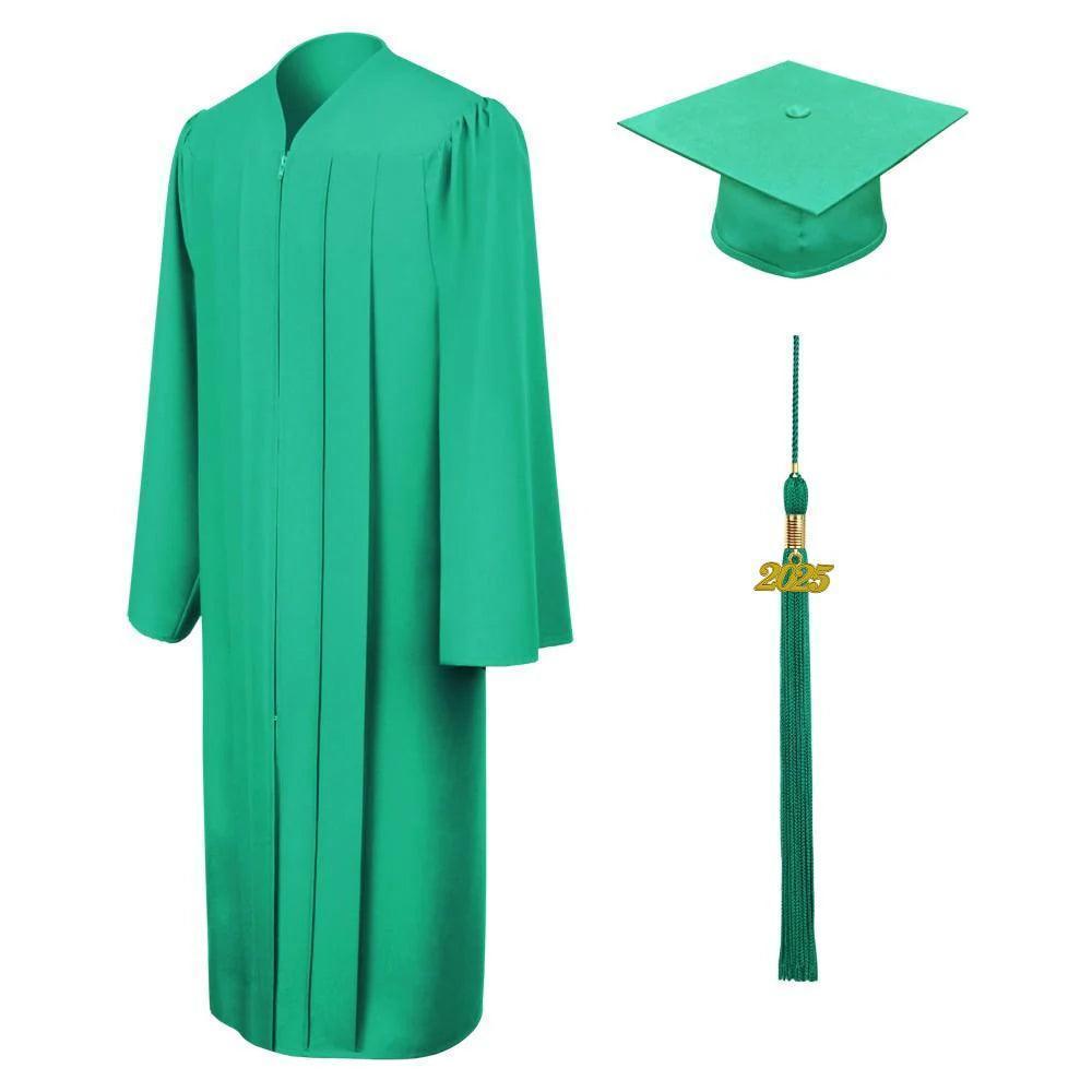 10 Colors Matte Bachelor's Graduation Caps and Gowns - Graduation Gown 