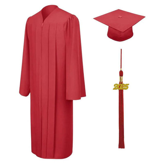 Matte Red High School Cap & Gown - Graduation Gown 