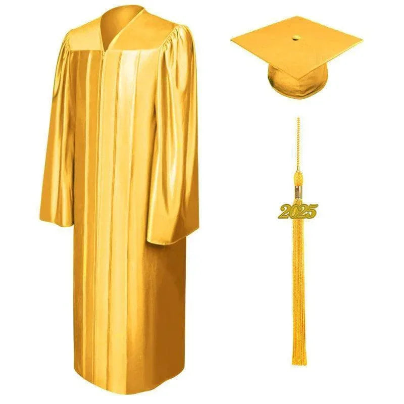 12 Colors Shiny High School Graduation Cap and Gown - Graduation Gown 