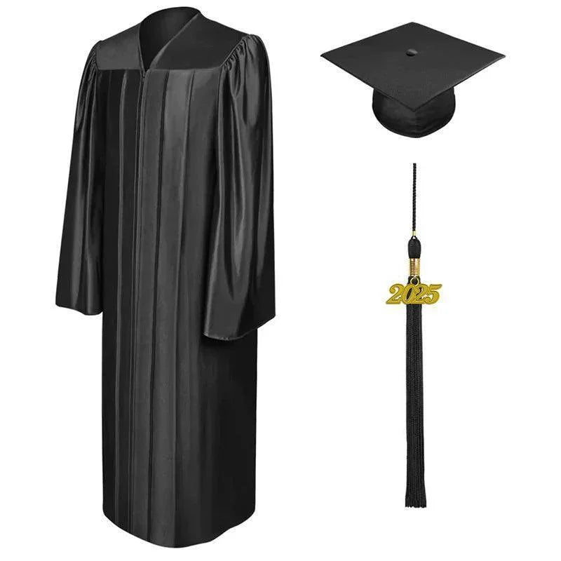 12 Colors Shiny High School Graduation Cap and Gown - Graduation Gown 