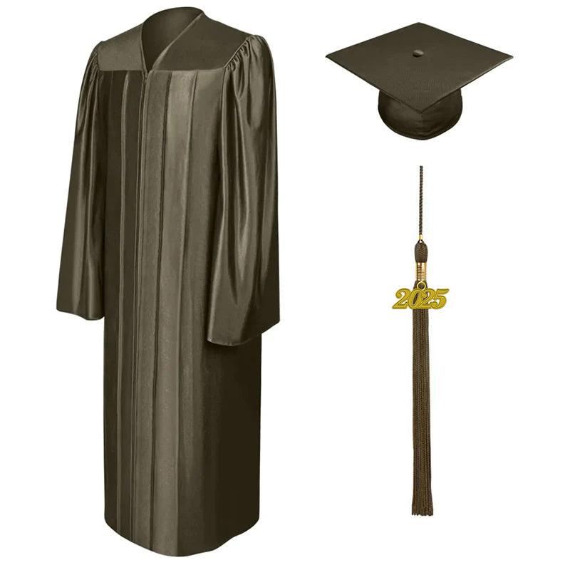 Shiny Brown Bachelors Academic Cap & Gown - Graduation Gown 
