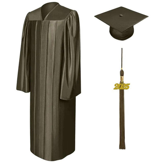 Shiny Brown Bachelors Academic Cap & Gown - Graduation Gown 