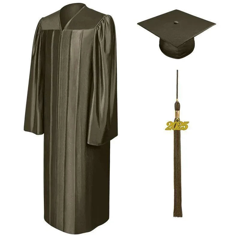 12 Colors Shiny High School Graduation Cap and Gown - Graduation Gown 