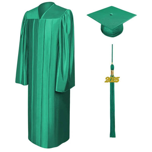 Shiny Emerald Green Bachelors Cap & Gown - Graduation Gown 