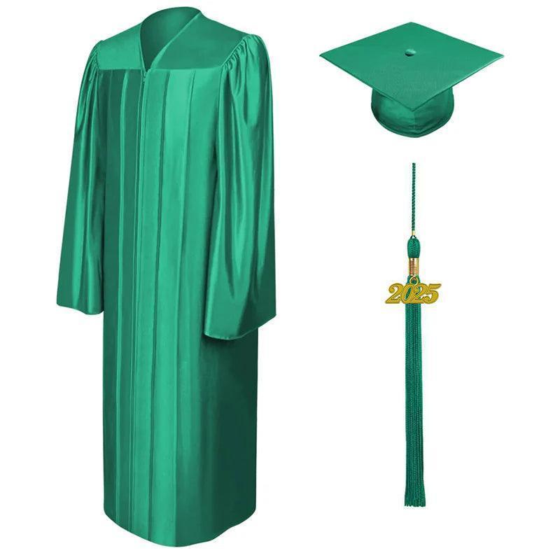 12 Colors Shiny Bachelors Graduation Cap and Gown - Graduation Gown 