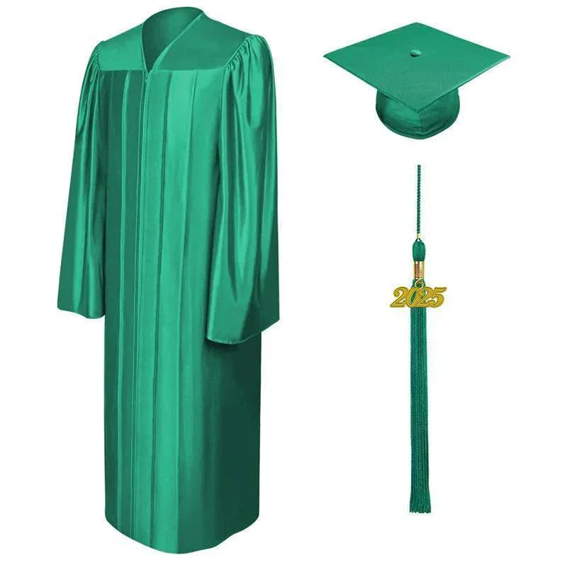 12 Colors Shiny Junior High/Middle School Graduation Cap and Gown - Graduation Gown 