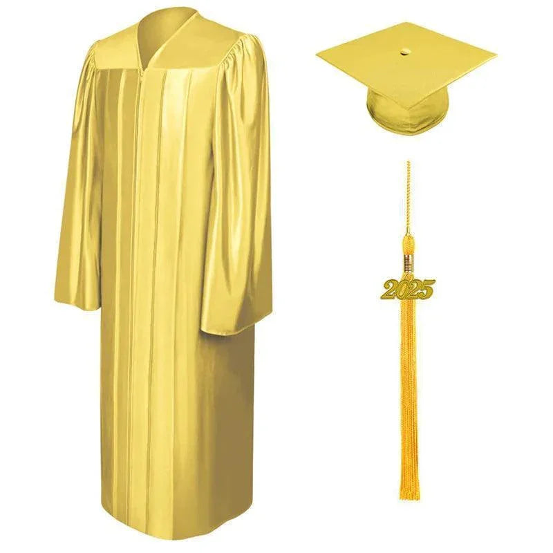 12 Colors Shiny Junior High/Middle School Graduation Cap and Gown - Graduation Gown 