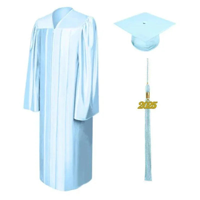 12 Colors Shiny Junior High/Middle School Graduation Cap and Gown - Graduation Gown 