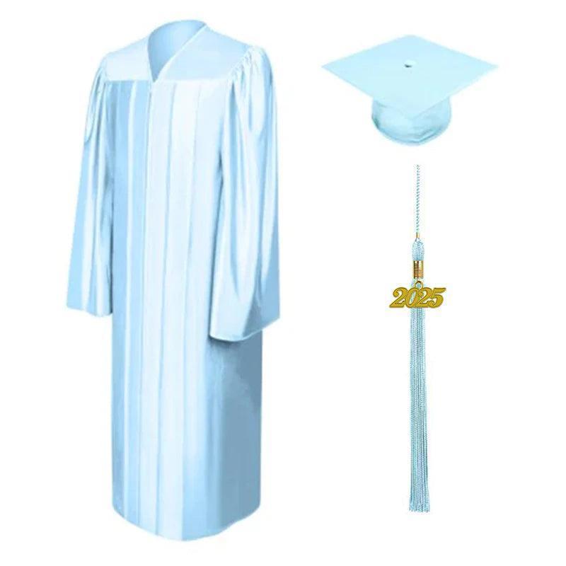 12 Colors Shiny Bachelors Graduation Cap and Gown - Graduation Gown 