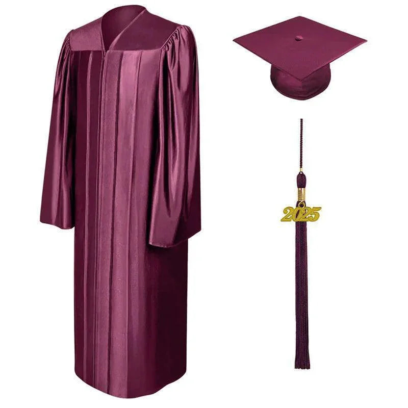 12 Colors Shiny Junior High/Middle School Graduation Cap and Gown - Graduation Gown 